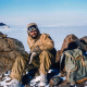 Geologist Ian McLeod, Mawson 1958, on field trip, possibly Enderby Land © G. Knuckey