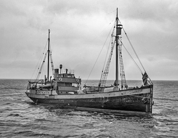 Wyatt Earp anchored off Macquarie Island - March 1948